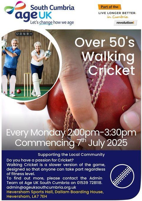 Cumbria Cricket Board (@cumbriacricket) on Twitter photo ππΌπππππ πΎπππΎπππ
We're teaming up with <a href="/AgeUKSouthLakes/">Age UK South Cumbria</a> to provide Walking Cricket opportunities to Over 50s! π
This is a slower version of the game designed for ππππππ to take part, regardless of fitness level.
Sign up. β¬οΈ
buff.ly/4xVAA1V ππΌπππππ πΎπππΎπππ
We're teaming up with <a href="/AgeUKSouthLakes/">Age UK South Cumbria</a> to provide Walking Cricket opportunities to Over 50s! π
This is a slower version of the game designed for ππππππ to take part, regardless of fitness level.
Sign up. β¬οΈ
buff.ly/4xVAA1V