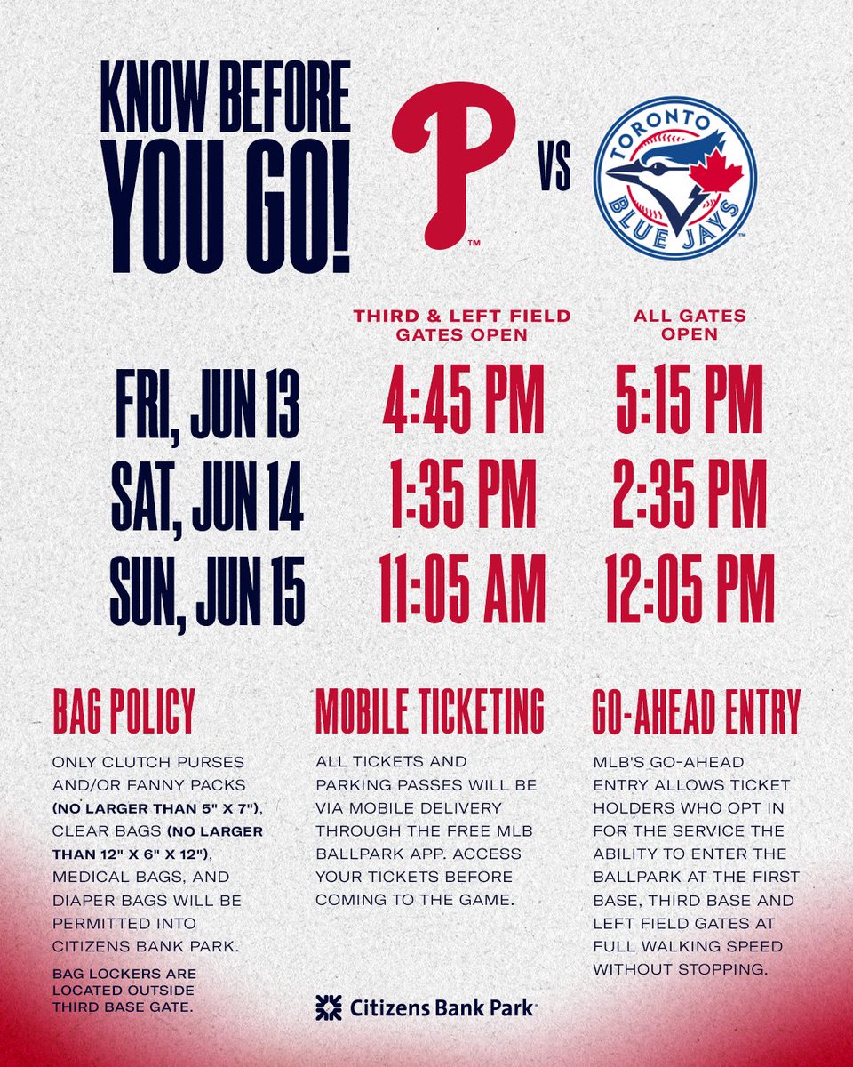 PhilliesCBP's tweet image. The Blue Jays are in town!
Ballpark Buzz: atmlb.com/400K2KM