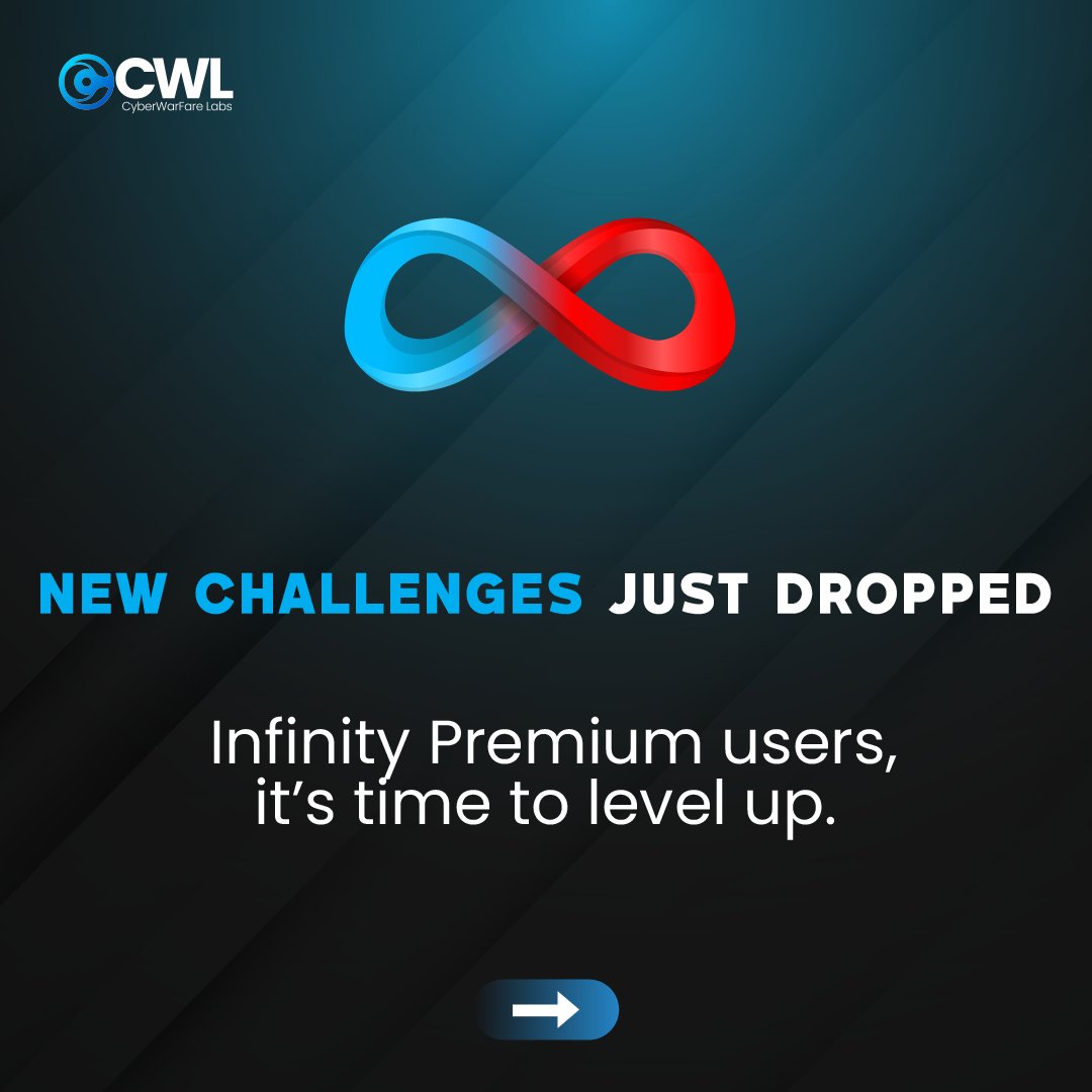 cyberwarfarelab's tweet image. 🚨 Infinity Premium users, gear up for advanced offensive &amp;amp; defensive challenges across Cloud, Kubernetes, DevOps, and more.

🔥 It’s time to level up your cyber game: infinity.cyberwarfare.live

#CyberSecurity #InfinityLabs #CTF #OffensiveSecurity #CWL #InfinityPremium