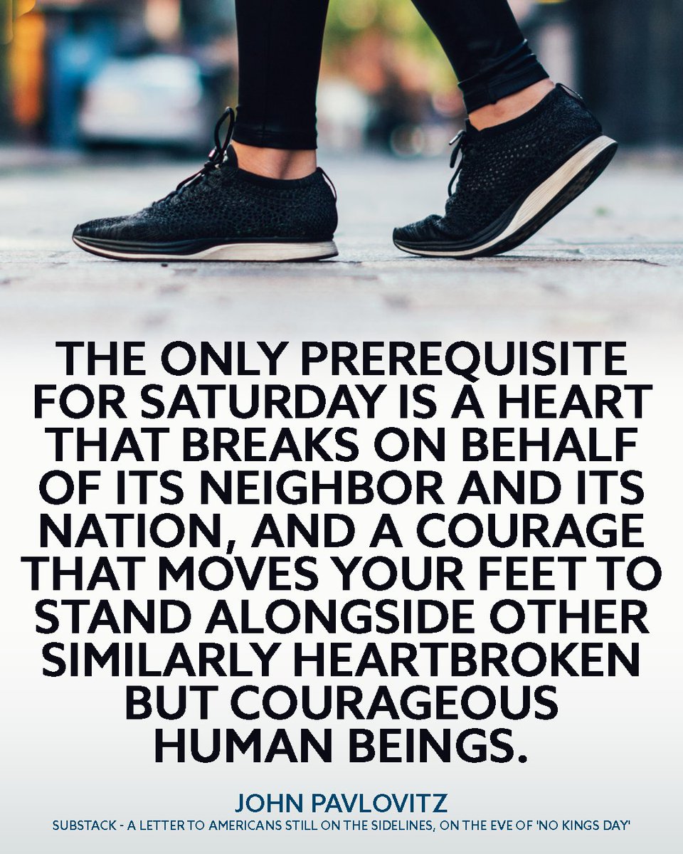 johnpavlovitz's tweet photo. 'A Letter to Americans Still on the Sidelines, on the Eve of 'No Kings Day'

FULL POST: https://t.co/8C50KDIuGd

#NoKingsDay https://t.co/uHfPx1OMQc
