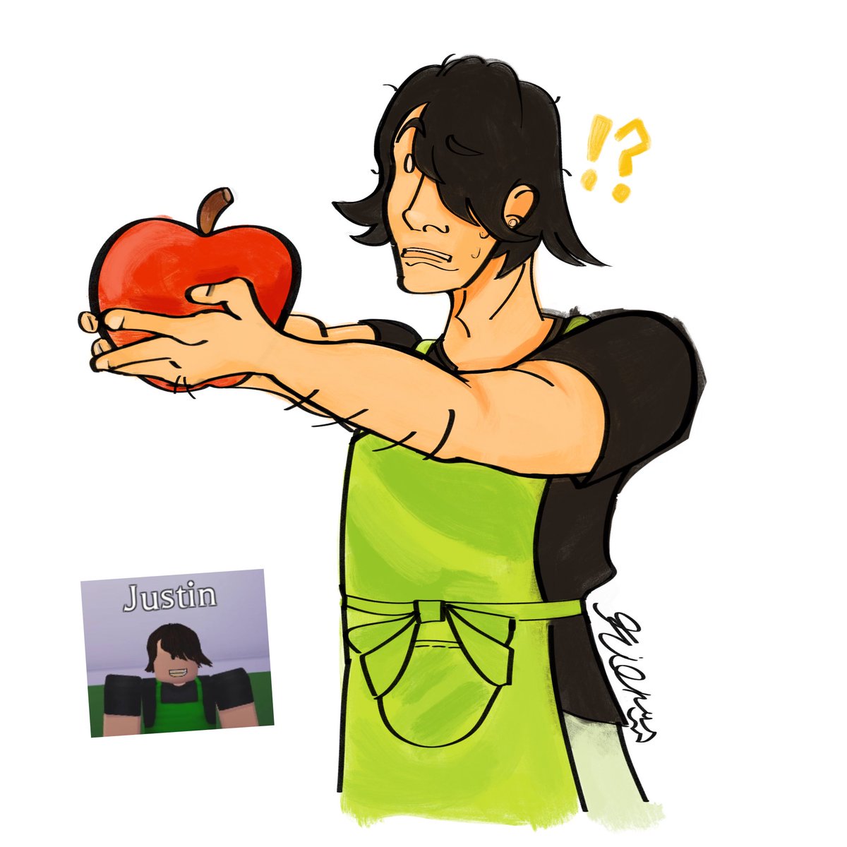 WH1MMS0RNF4NGS's tweet image. I&apos;v found out that the apples in the green grocery supermarket are as big as the usual roblox heads, if not bigger, so i drew Justin discovering this aswell

[ #AdoptMeNPC #AdoptMeNPCFanArt #AdoptMeRoblox #AdoptMeFanArt #AdoptMe @PlayAdoptMe ]