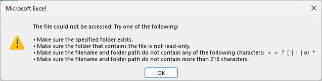 I guess <a href="/msexcel/">Microsoft Excel</a> no longer supports square brackets in file names? Which is frustrating when you've been using them for years...

Do they even bother testing these days, or have they just gone all in on GitHub Copilot BingAI coding/testing?