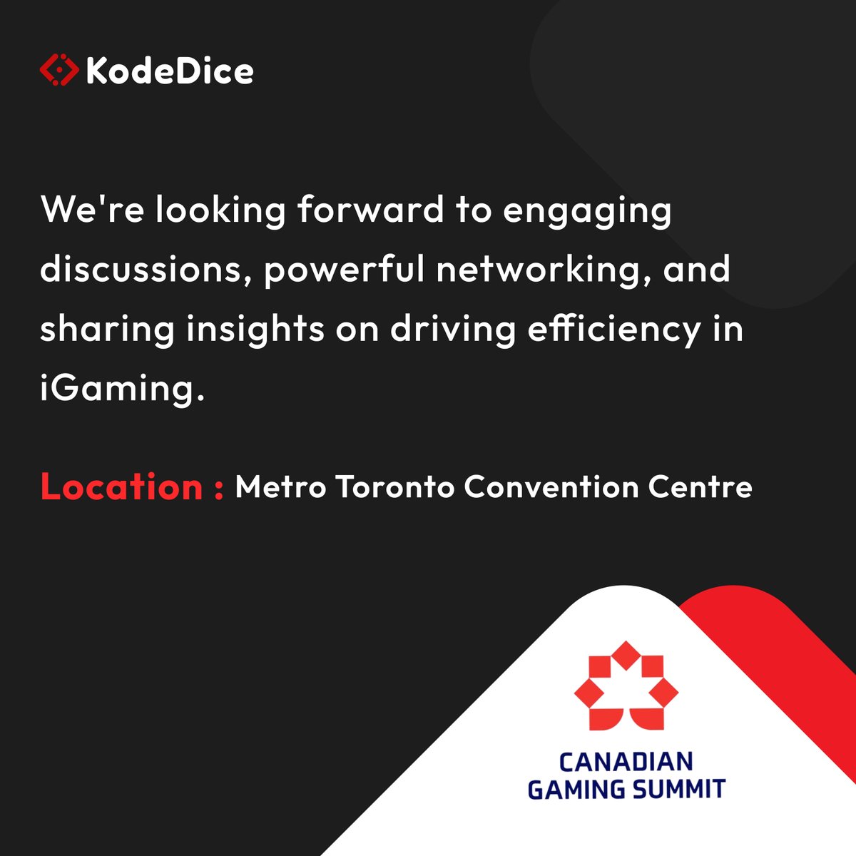 kodedice's tweet photo. Just DAYS away! #KodeDice is almost in #Toronto for the Canadian Gaming Summit (#CGS2025) at Metro Toronto Convention Centre (June 17-19)!
Ready to meet and discuss partnership?👇
#CanadianGaming #GamingSummit #KodeDice #CanadianGamingSummitCGS https://t.co/BB4jl5ImZ9
