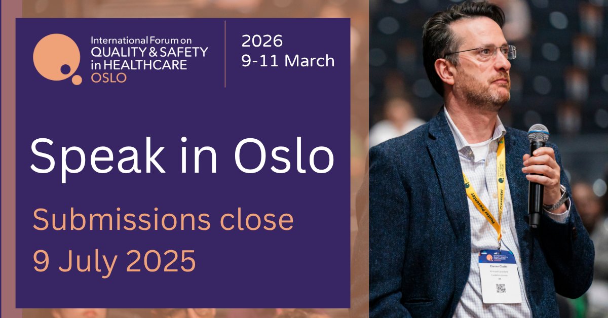 We're heading to #Oslo for the International Forum on Quality and Safety in Healthcare, 9–11 March 2026.

Call for Speakers is open!

Share your work, influence global practice &amp; grow your profile. 

Submit your proposal by 9 July bit.ly/3ZxcaVH
