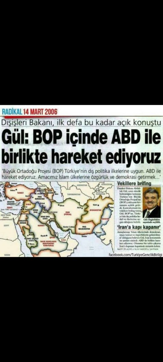 İRAN'A SALDIRI, BOP, TÜRKİYE, LOZAN

Büyük Ortadoğu Projesi (BOP) kapsamında Ortadoğu'daki devletlerin parçalanacağı,sınırların yeniden belirleneceği,yeni uydu devletler kurulacağı;bu kapsamda Irak ve Suriye’nin dağılacağı,sonra sıranın İran’a ve hatta Türkiye’ye geleceği