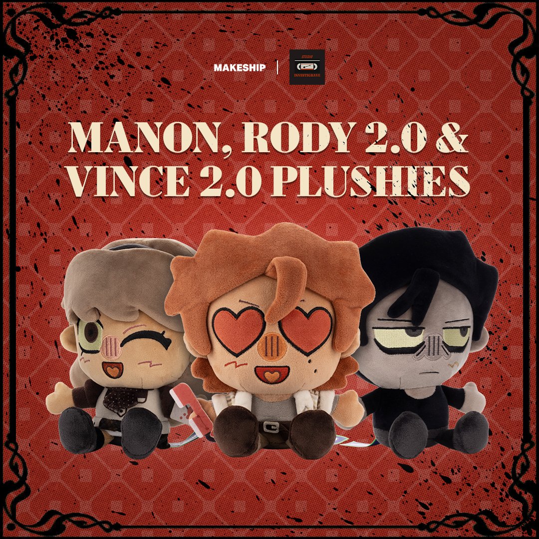 🍽️ DEAD PLATE TRIO X MAKESHIP CAMPAIGN 🐻 

After popular demand, Manon and NEW versions of Rody and Vince Makeship Plushies are now available on the official website for about a month!

Get two and 10% off, or get all three and get 15% off!

makeship.com/shop/creator/s…

#deadplate