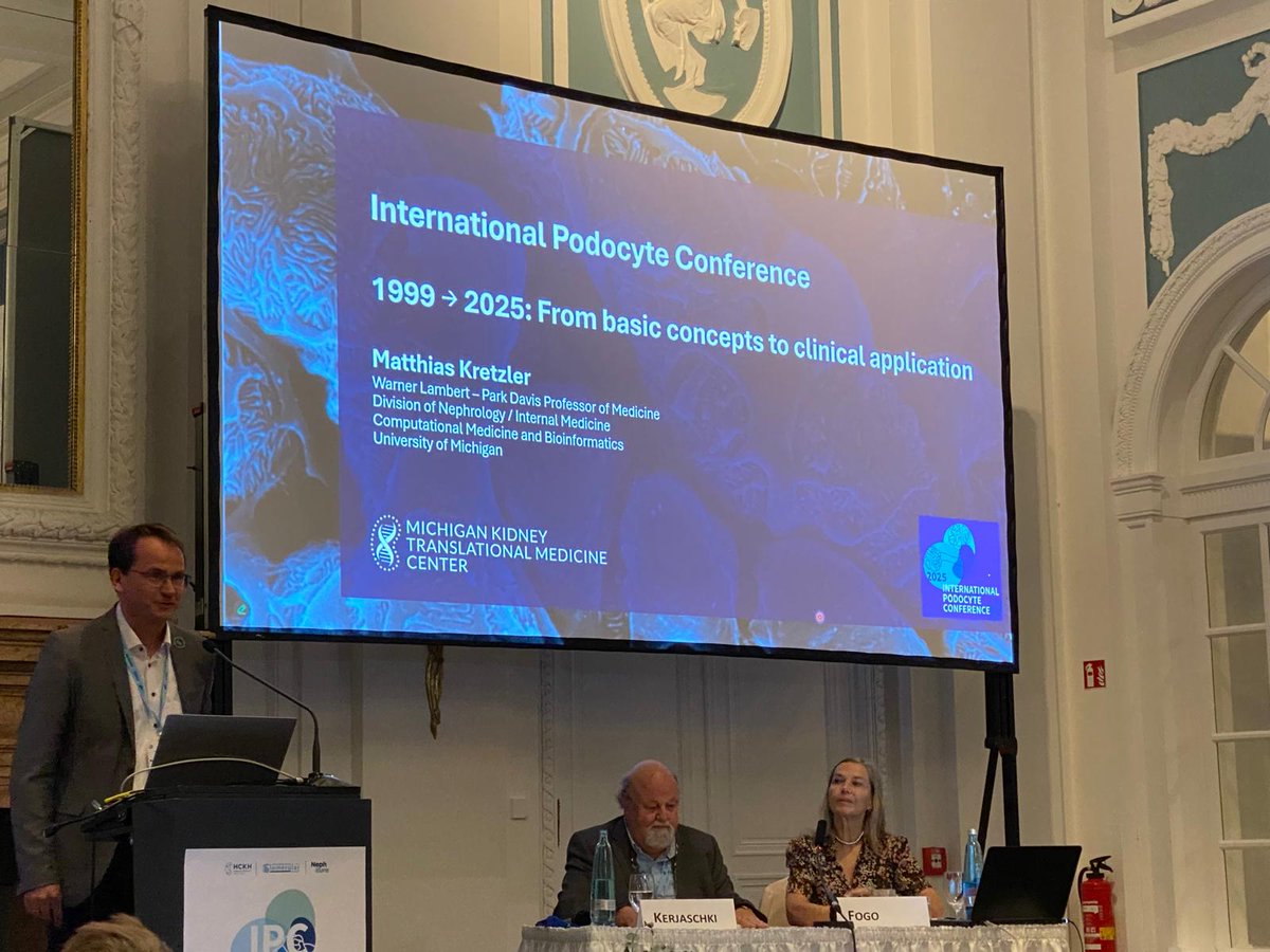 ISGDtweets's tweet image. 💫 KEYNOTE LECTURE 💫
Prof. @KretzlerM brilliant lecture! 🔥 Retrieving disease information to get back to patients through the NEPTUNE Network 🎯 
Full circle 1999-2025 🔄 #PodocyteConference 🐙
@PodocyteIPC @MiKTMC @Tobias_B_Huber @KSusztak @JochenReiser @rkramann