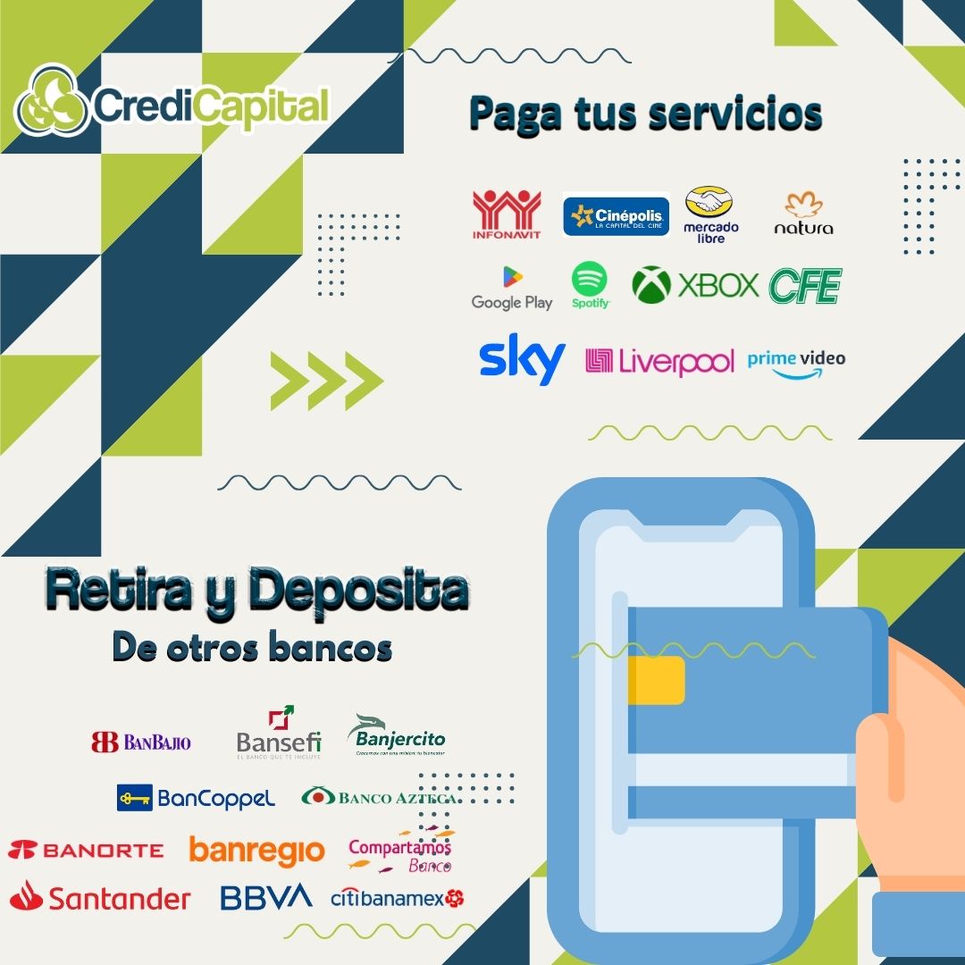 CrediCapitalmx's tweet photo. ¿Tienes un pago pendiente de tus servicios? 🙅‍♀️

¡Existe una solución a esto! 😎 Para poder pagar todos tus servicios y operaciones bancarias en un mismo lugar.💳💰

Para más información llama al☎️800 823 4120. https://t.co/97JbWKga4E