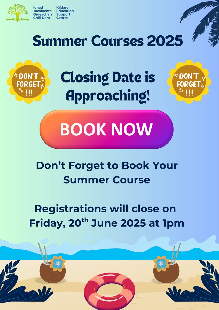 Kildare ESC (@kectweet) on Twitter photo ⏳ Reminder: Closing Date Approaching!
👉 Don't miss out - register today at eckildare.ie/cursai-courses… ⏳ Reminder: Closing Date Approaching!
👉 Don't miss out - register today at eckildare.ie/cursai-courses…