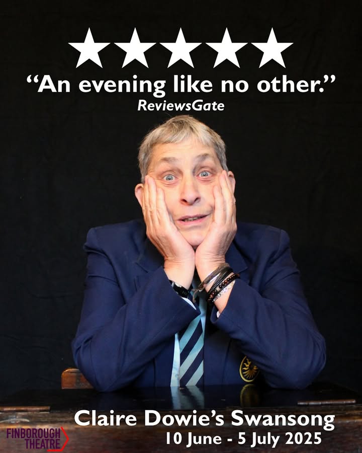 “Dowie is masterly.” ★★★★★ Five Stars from ReviewsGate for <a href="/SwansongDowie/">Claire Dowie's Swansong</a> 

🎫 Tickets here: zurl.co/4Yjhu 
📅 Running until 5 July

#fringetheatrelondon #offwestend #clairedowie #standuptheatre #comedy #lgbtq #lgbtqtheatre #pridemonth