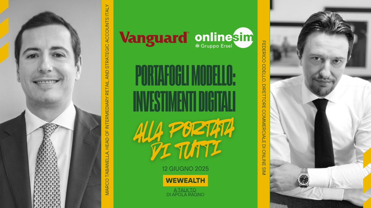 Come rendere gli investimenti digitali davvero a portata di tutti? Ne abbiamo parlato nell'intervista realizzata da We Wealth con Federico Odello Dir. Commerciale Online SIM e Marco Tabanella Head of Intermediary Retail Italy Vanguard. Guarda l'intervista youtube.com/watch?v=KRhyq3…