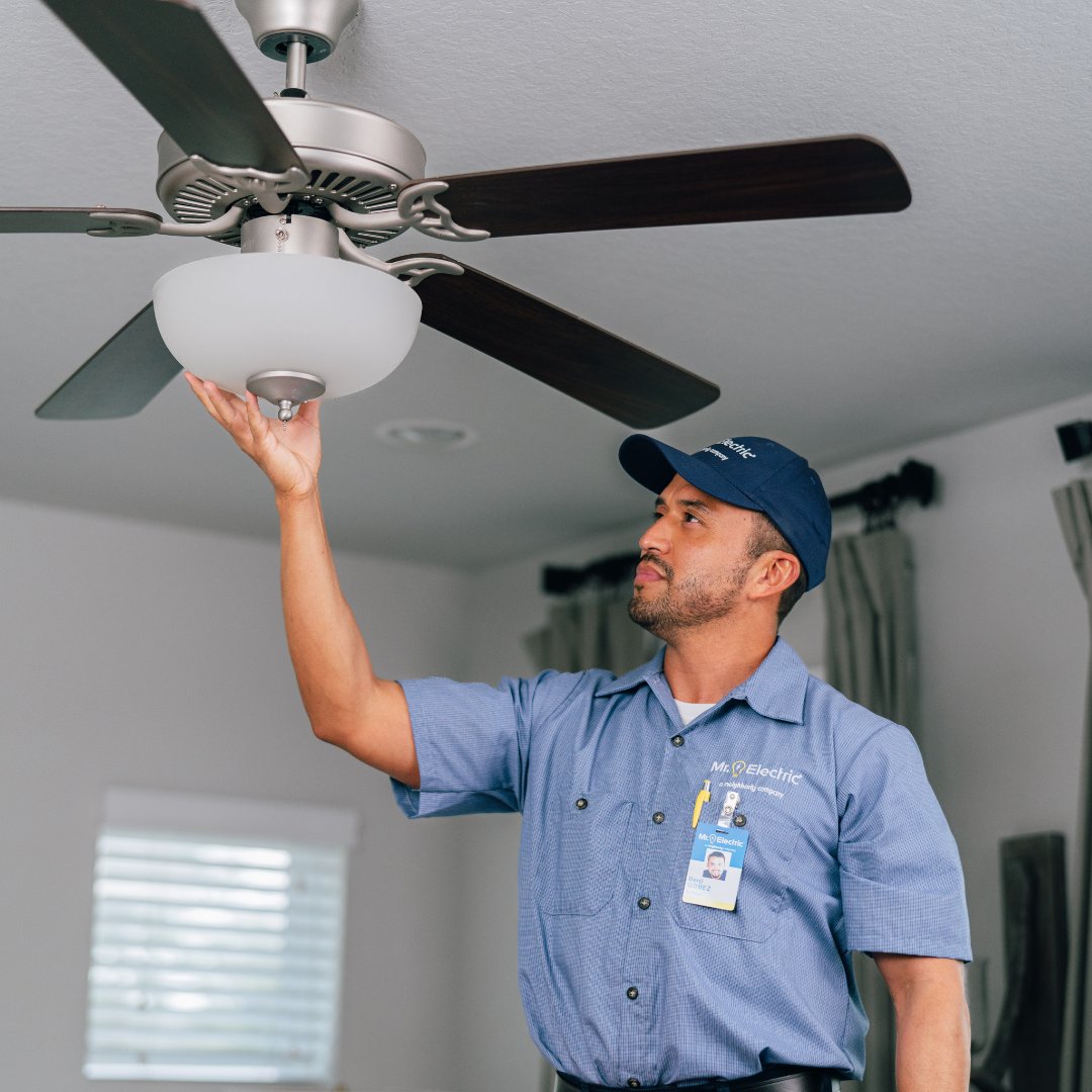 Thinking about a new ceiling fan or replacing an old one?

Leave it to our professionals at Mr. Electric®! Professional installation ensures your fan is safely mounted, properly wired, and optimally placed for airflow and efficiency.