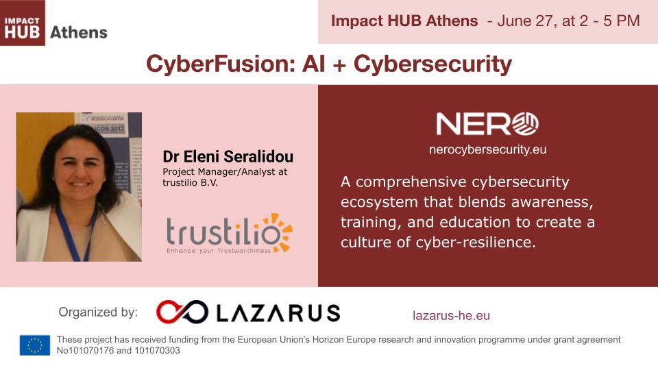 trustilio B.V. (@trustilio) on Twitter photo ๐ Our very own star <a href="/Eleni_Seralidou/">Dr Eleni Seralidou</a> at <a href="/trustilio/">trustilio B.V.</a>, will be presenting <a href="/NEROcybersec/">nerocybersecurity</a> (advaNced cybErsecurity awaReness ecOsystem for SMEs) at CyberFusion: AI + Cybersecurity, hosted by LAZARUS_EU.๐ 27/6/25๐ 14:00โ17:30 Impact Hub Athens๐๏ธ More info: eventbrite.es/e/cyberfusion-โฆ ๐ Our very own star <a href="/Eleni_Seralidou/">Dr Eleni Seralidou</a> at <a href="/trustilio/">trustilio B.V.</a>, will be presenting <a href="/NEROcybersec/">nerocybersecurity</a> (advaNced cybErsecurity awaReness ecOsystem for SMEs) at CyberFusion: AI + Cybersecurity, hosted by LAZARUS_EU.๐ 27/6/25๐ 14:00โ17:30 Impact Hub Athens๐๏ธ More info: eventbrite.es/e/cyberfusion-โฆ