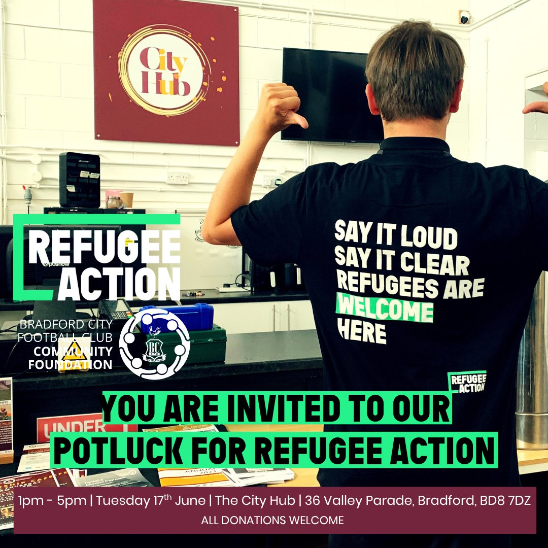 bcafc_cf's tweet image. #RefugeeWeek starts on Monday 👇

We're hosting a free #potluck event supporting
@RefugeeAction - and everyone is invited to enjoy: 

😋 Lots of free food
🍪 Biscuit decorating
🐔 An appearance from known rascal @BillyBantam1903

🗓️ Tuesday 17th June 

See you there 👋

#BCAFC