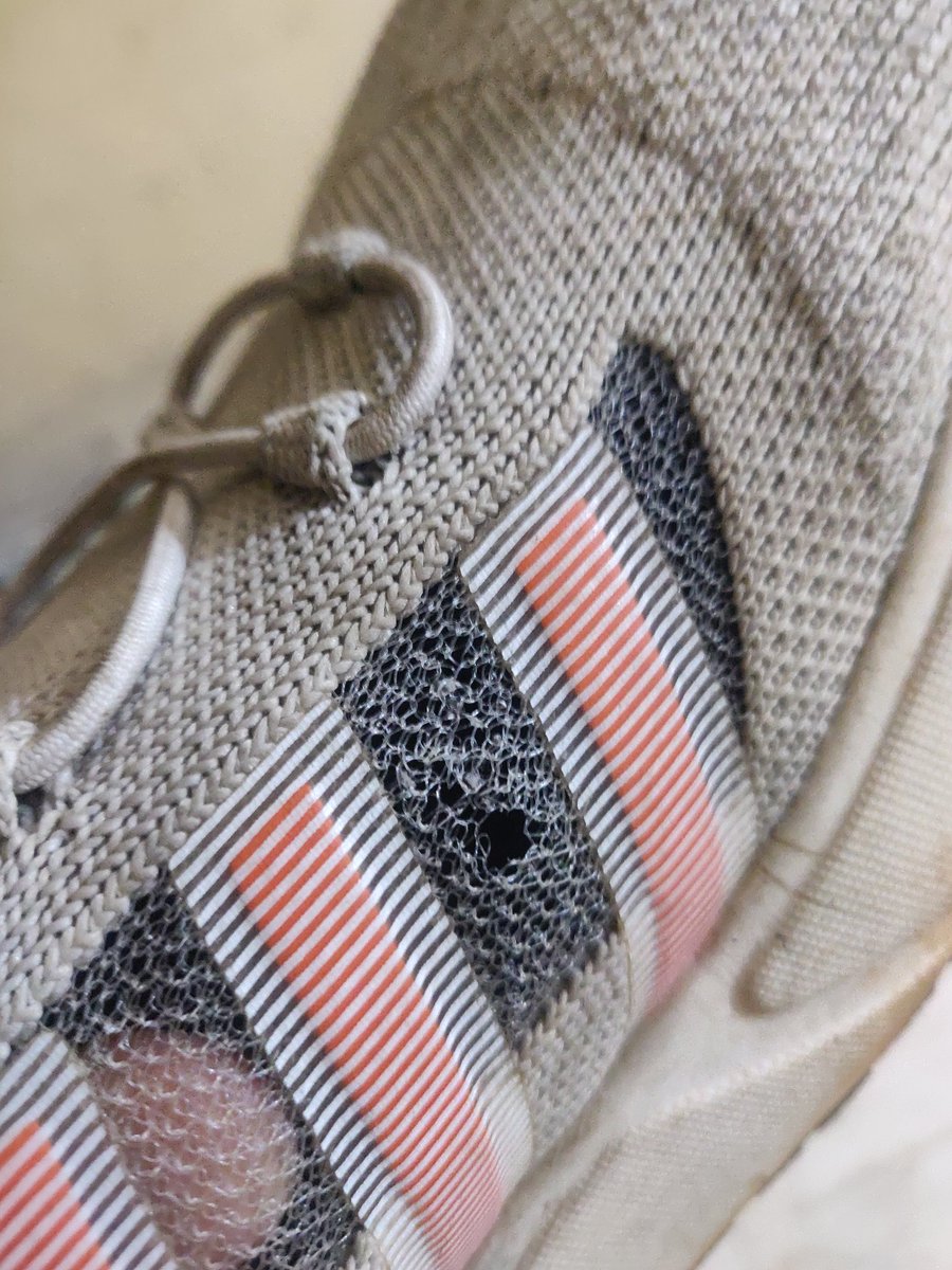 Pavan71153173's tweet photo. @adidas I have recently bought these shoes on @Flipkart, hardly used but you can see the real images attached.
All of a sudden started seeing the holes in the net. What material have you used? Completely disappointed and terrible. I need your help urgently. https://t.co/8Legk7r2it
