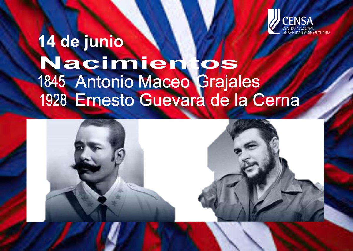#HoyEnLaHistoria #censacuba celebra las vísperas del aniversario de nacimiento de dos grandes titanes.
◾ Maceo (1845): La independencia se gana con acción.
◾ Che (1928): La soberanía se defiende con ciencia.
En el #CENSA, seguimos su ejemplo: ¡investigación y patriotismo! 🧪🇨🇺