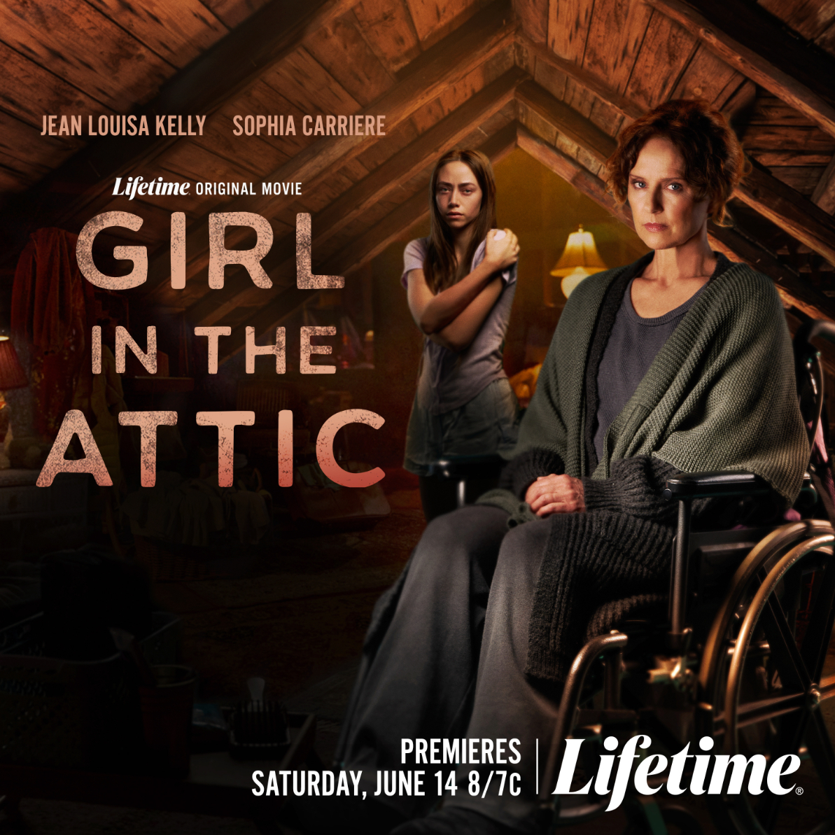 When Kelsey shares her marathon journey online, a disturbed admirer abducts her and hides her in his attic. Years later, a shocking discovery sparks a fight for survival and freedom. Girl in the Attic premieres Saturday, June 14th at 8/7c on @LifetimeTV.