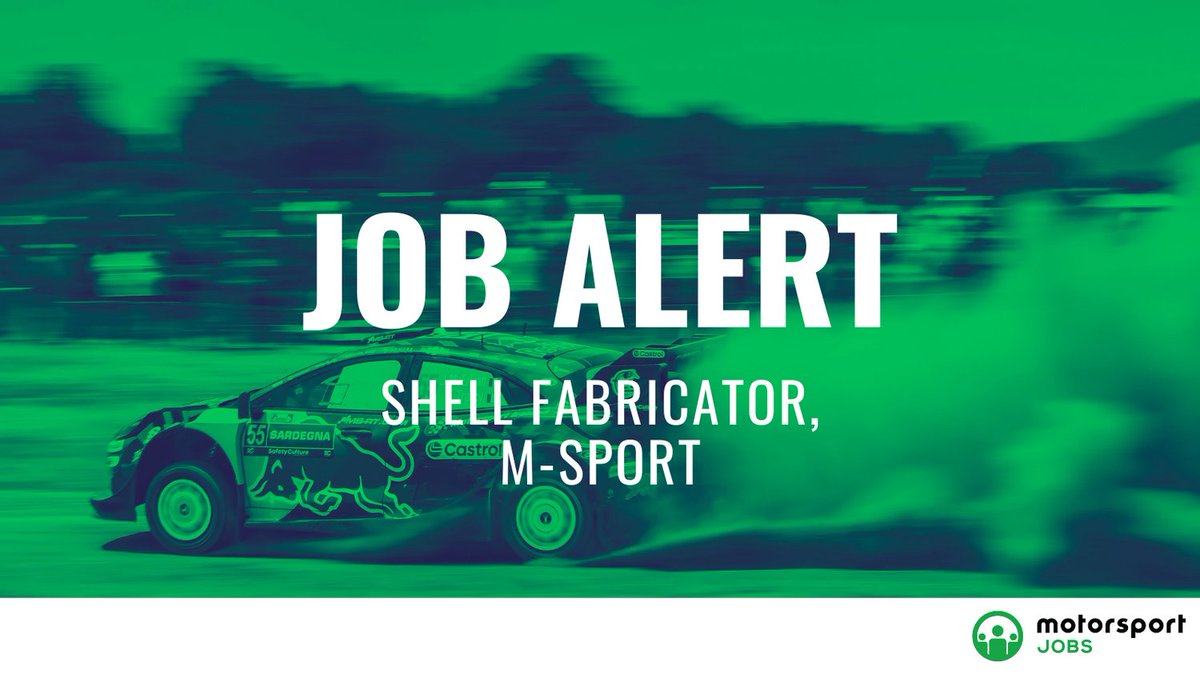 The <a href="/MSportLtd/">M-Sport</a> team have an opening for a Shell Fabricator. 

Apply here: motorsportjobs.com/en/job/shell-f…

#motorsportjobs #motorsport #jobs #jobalert #autosport #jobsinmotorsport #hiring