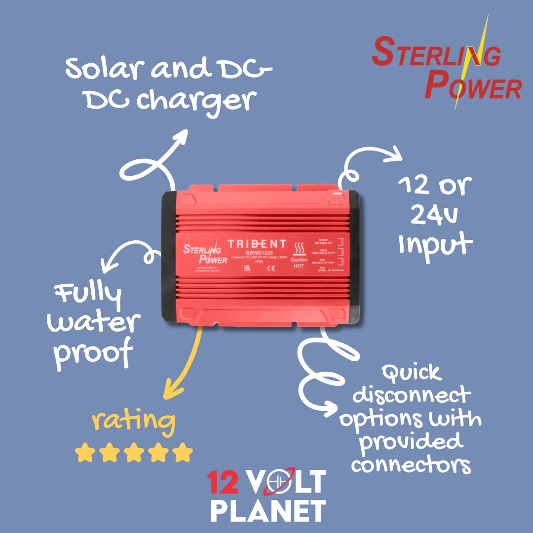 12 Volt Planet (@12voltplanet) on Twitter photo We are happy to announce that we are now stocking Sterling Power's new Trident IP68 DC-DC Charger's with integrated MPPT controllers.
We have 25A and 40A versions in stock and they have a host of great features. Check them out here - 12voltplanet.co.uk/battery-charge… We are happy to announce that we are now stocking Sterling Power's new Trident IP68 DC-DC Charger's with integrated MPPT controllers.
We have 25A and 40A versions in stock and they have a host of great features. Check them out here - 12voltplanet.co.uk/battery-charge…