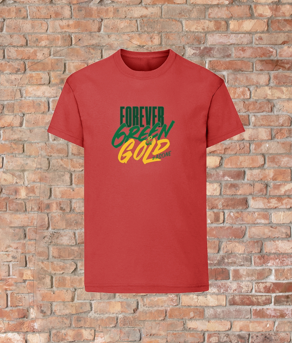 funkyteeshop's tweet photo. Stand out in style with our Unisex Kids T-Shirt! 🌟 Embrace the quality and shine in #greenandgold. Join the 🏉  movement! #BeUnique #FashionForward #AsOne https://t.co/qAjRSZIQgI