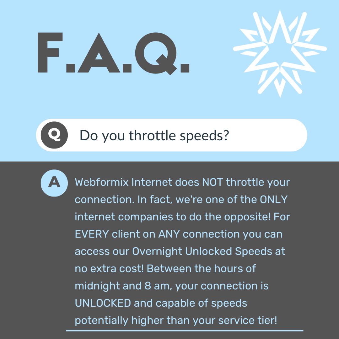 webformix_wisp's tweet image. You read that right. Webformix unlocks your connection EVERY night between midnight and 8 am, at no extra cost! Night is now the perfect time to download that movie before your flight, or update your video game console!