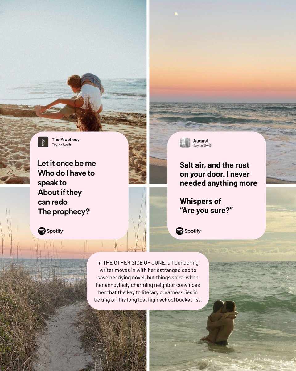 THE OTHER SIDE OF JUNE 
84k Word Rom-Com 🌊 The Prophecy x August
☀️ Witty Banter
☀️ Grumpy x Sunshine
☀️ Forced Proximity
☀️ Small Town Charm

#R #C #swiftiepitch