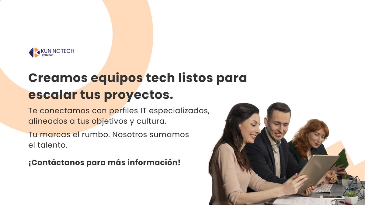 🧠 En Kuning Tech aceleramos tus proyectos con un servicio de staff augmentation que se adapta a tu ritmo.

🚀 Talento validado, integración rápida y acompañamiento constante.
¿Charlamos? --> bit.ly/400MOja
 
#StaffAugmentation #KuningTech #Kunan #Tusociotecnológico.