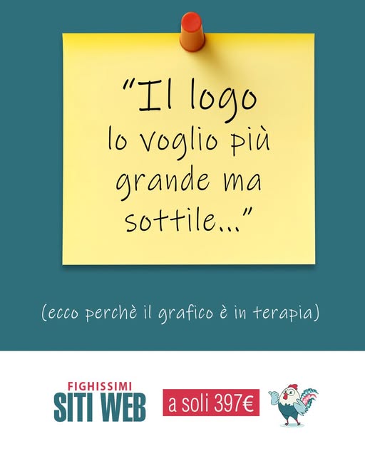 📷 IL LOGO LO VOGLIO PIU' GRANDE MA SOTTILE 📷
...grande ma sottile.Facile no?
Ecco perché il grafico è in terapia 📷
#umorismo #uovadigallo