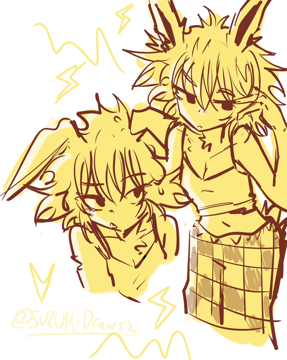 SuzuisF's tweet image. jolteon doodle #pokemon #jolteon #furry #oc #art