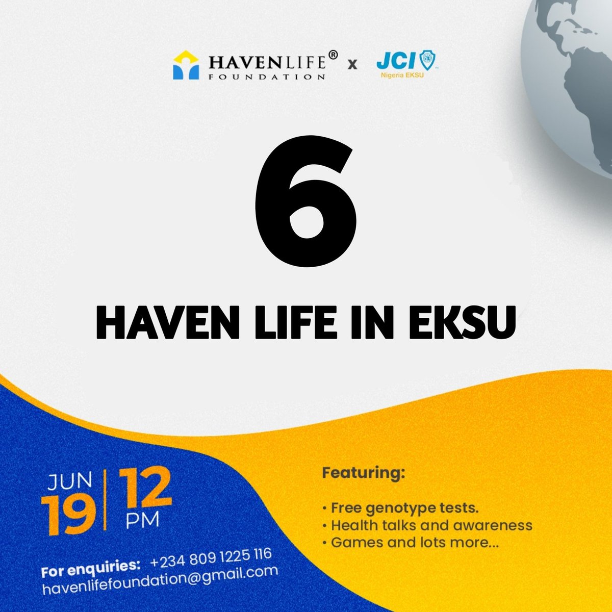 TheHavenLife's tweet image. Be one of the first 50 attendees, and you'll receive FREE genotype testing! Don't miss this opportunity to take control of your health.

Only 6 DAYS TO GO! Mark your calendars and get ready! 

#havenlifeineksu #KnowYourGenotype #GenotypeTest #HavenLifeFoundation #Eksu