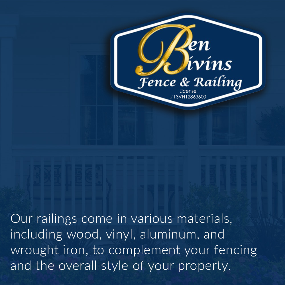 BivinsTree's tweet image. Add the perfect finishing touch to your property with custom railings from Ben Bivins Fence &amp;amp; Railing. We offer materials to match your fencing &amp;amp; elevate your style. #Fence #Railing #CustomRailing #VinylRailing #AluminumRailing #WoodRailing #WroughtIronRailing #NJContractor