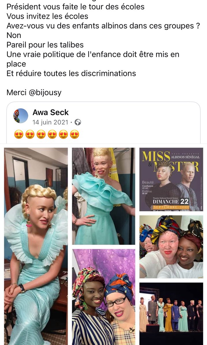 C'était il y'a 4 ans 
Jusqu'à aujourd'hui leurs situations n'a pas évolué
Celle que je mentirais travaille aujourd'hui dans une orga féministe et donne des formations
D'autres ont bossé kfc grâce <a href="/Antababacar/">Anta Babacar</a>

Le Sénégal est un pays validiste
Si tu as un enfant différent 🙏🏾