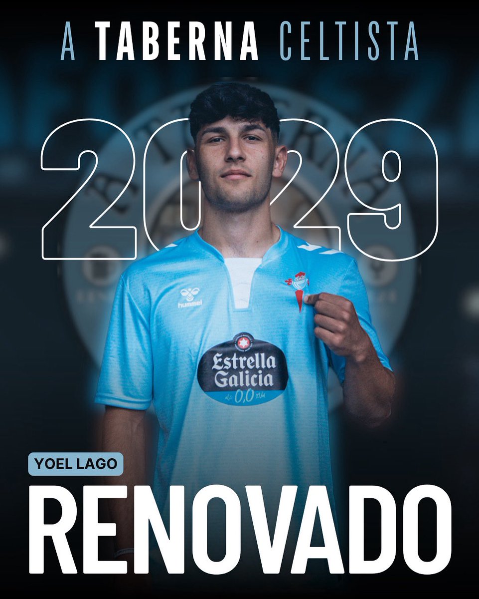 ✍🏻 𝐘𝐎𝐄𝐋 𝐋𝐀𝐆𝐎 𝟐𝟎𝟐𝟗

🎉 O Celta ven de facer OFICIAL a renovación de <a href="/yoel_lagoo/">Yoel Lago</a> 

🗓️O canteirán seguirá vinculado co @rccelta ata Xuño de 2029

👏🏻 𝗣𝗔𝗥𝗔𝗕𝗘𝗡𝗦 𝗖𝗔𝗡𝗧𝗘𝗜𝗥Á𝗡!!
.
.
.
.
#YoelLago #RCCelta #Renovacion #LaLiga #ACanteira #MadeInAMadroa #ATaberna