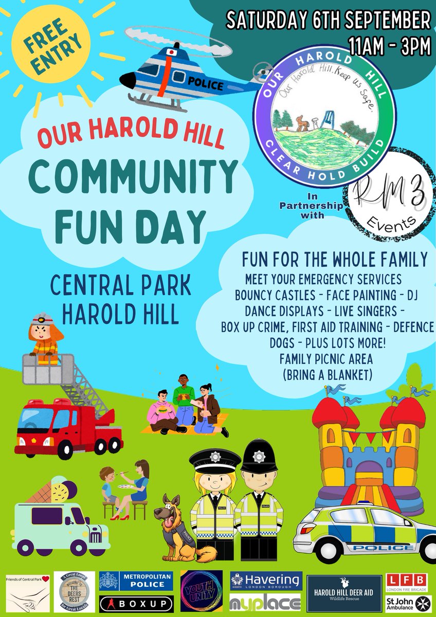 COME AND JOIN US AT OUR HAROLD HILL COMMUNITY FUN DAY

SATURDAY 6TH SEPTEMBER 2025 

11:00 - 15:00.

CENTRAL PARK, HAROLD HILL

eventbrite.co.uk/e/our-harold-h…