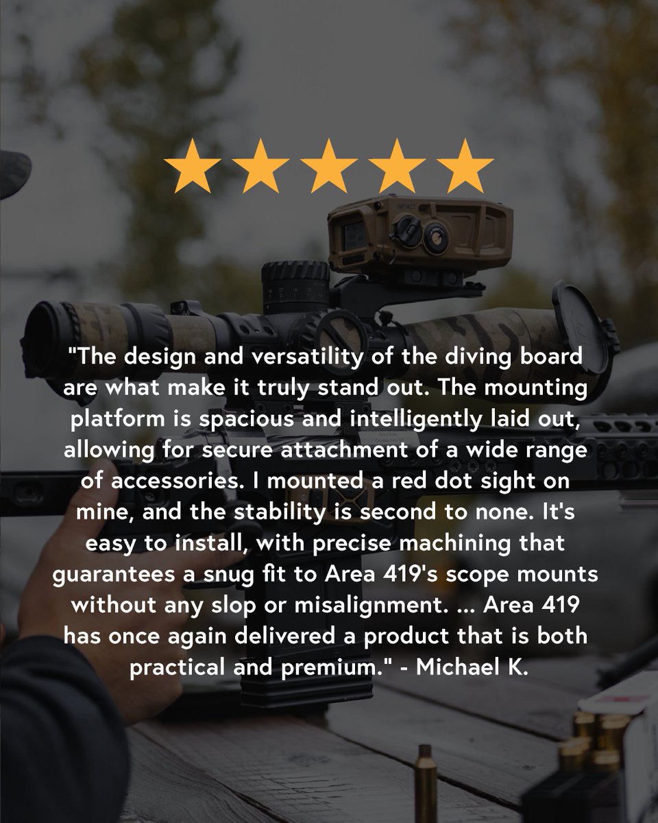 area419official's tweet photo. We can tell you all we want about our scope mount system, but the reviews speak for themselves. Reliable, versatile, and unlike any other! See what Michael has to say about the diving board attachment, and how he set it up to fit his use! https://t.co/8d5yK8Gn4D https://t.co/H50SctoD2j