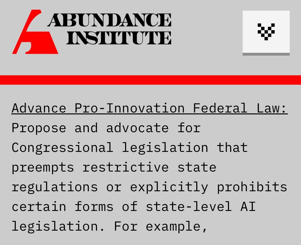 David Sirota (@davidsirota) on Twitter photo A reminder that the Abundance Movement is right now pressing Republicans in Washington to pass a federal law invalidating this kind of state legislation. A reminder that the Abundance Movement is right now pressing Republicans in Washington to pass a federal law invalidating this kind of state legislation.