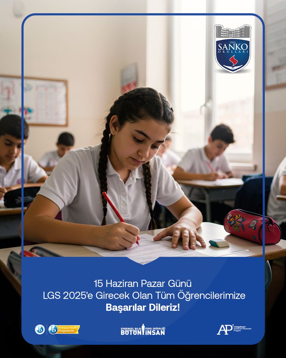 Uzun bir hazırlık sürecini geride bıraktınız…
Şimdi kendinize güvenme, emeğinizin karşılığını alma zamanı.
SANKO Okulları olarak 15 Haziran’da LGS’ye girecek tüm öğrencilerimize gönülden başarılar diliyoruz.

#SankoOkulları