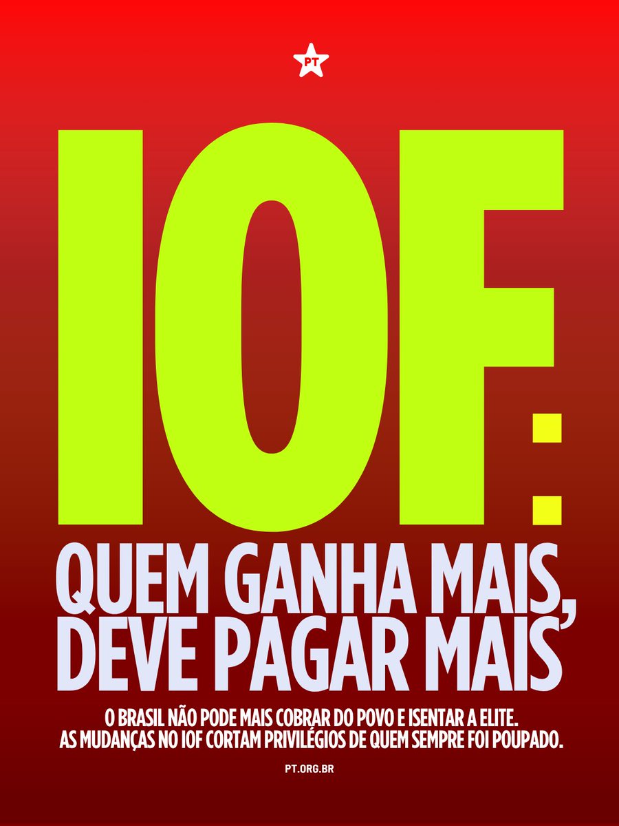 ptbrasil's tweet image. “EU NÃO FUI ELEITO PARA FAZER BENEFÍCIO PARA RICO”
declarou o presidente Lula ontem (12), sobre as mudanças na cobrança do IOF.

“Eu governo para todos os brasileiros, mas tenho preferência e obrigação moral, ética e política de cuidar do povo que mais precisa: o povo mais pobre,…