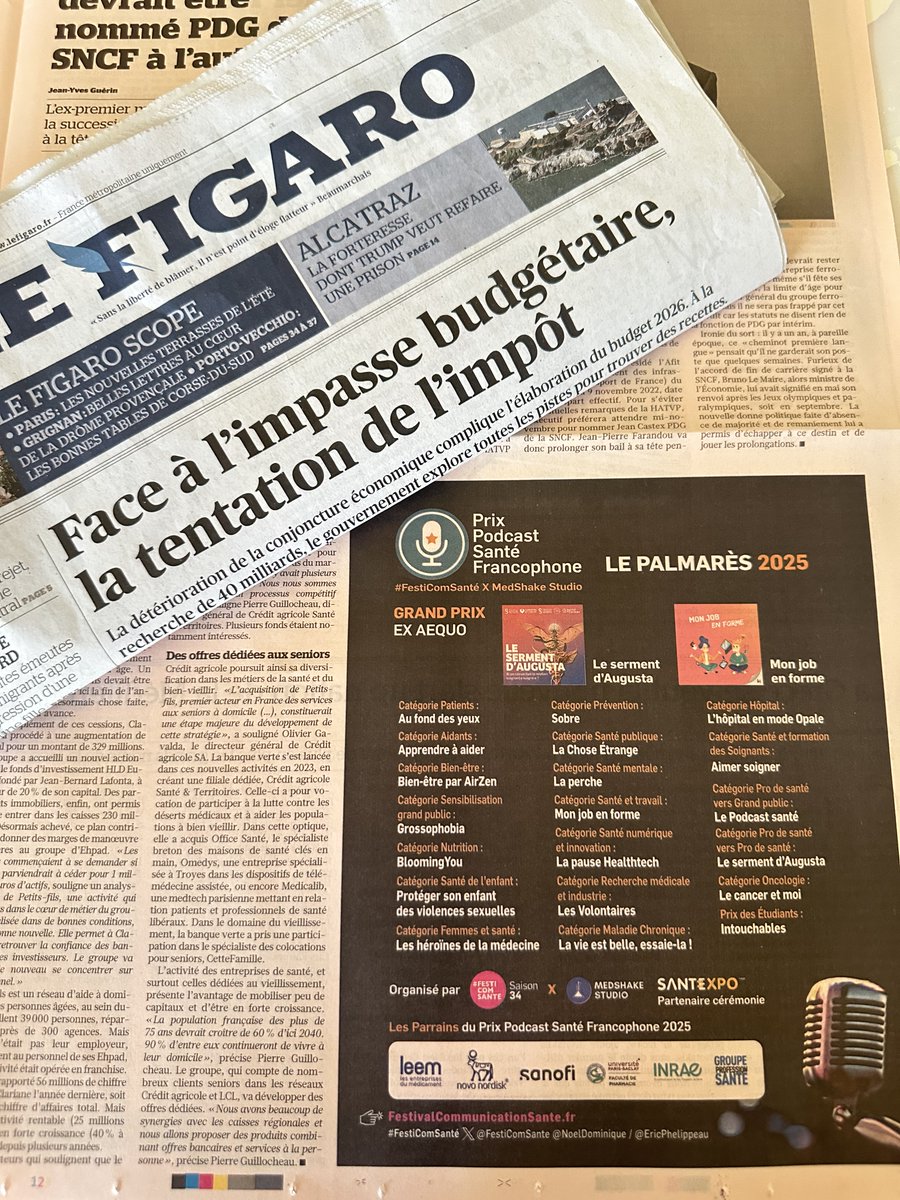 🔎 "Ils parlent de nous" dans <a href="/Le_Figaro/">Le Figaro</a>  !
🏆  Le palmarès du Prix du Podcast Santé Francophone #FestiComSanté X @MedShake 2025

Retrouvez tout le palmarès sur notre site  ➡️ festivalcommunicationsante.fr/prix-podcast-s…

🖥️ Et revivez la remise des prix en replay ➡️ vimeo.com/1090100286/b94…