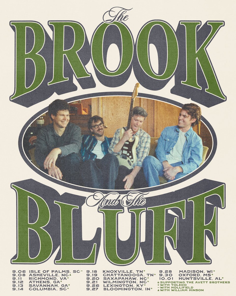 The Brook & The Bluff (@brookandbluff) on Twitter photo fall tour. weāre ready for ya.Ā
tickets for all shows are available NOW!!!
sharing the stage with our buddiesĀ
<a href="/theavettbros/">The Avett Brothers</a>, hollifield, toledo, and william hinson
tour poster by PHANGS
we missed playin!!! excited to get back out there with you all <3 fall tour. weāre ready for ya.Ā
tickets for all shows are available NOW!!!
sharing the stage with our buddiesĀ
<a href="/theavettbros/">The Avett Brothers</a>, hollifield, toledo, and william hinson
tour poster by PHANGS
we missed playin!!! excited to get back out there with you all <3
