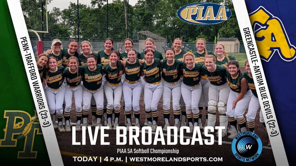 LIVE BROADCAST - PIAA 5A Softball Championship 🥎🎙️

Penn-Trafford (23-3) vs. Greencastle-Antrim (22-3)

Pregame featuring an interview with P-T coach Denny Little begins at 3:40 p.m.

Listen (for free) on WSN ⏩ webca.st/266259