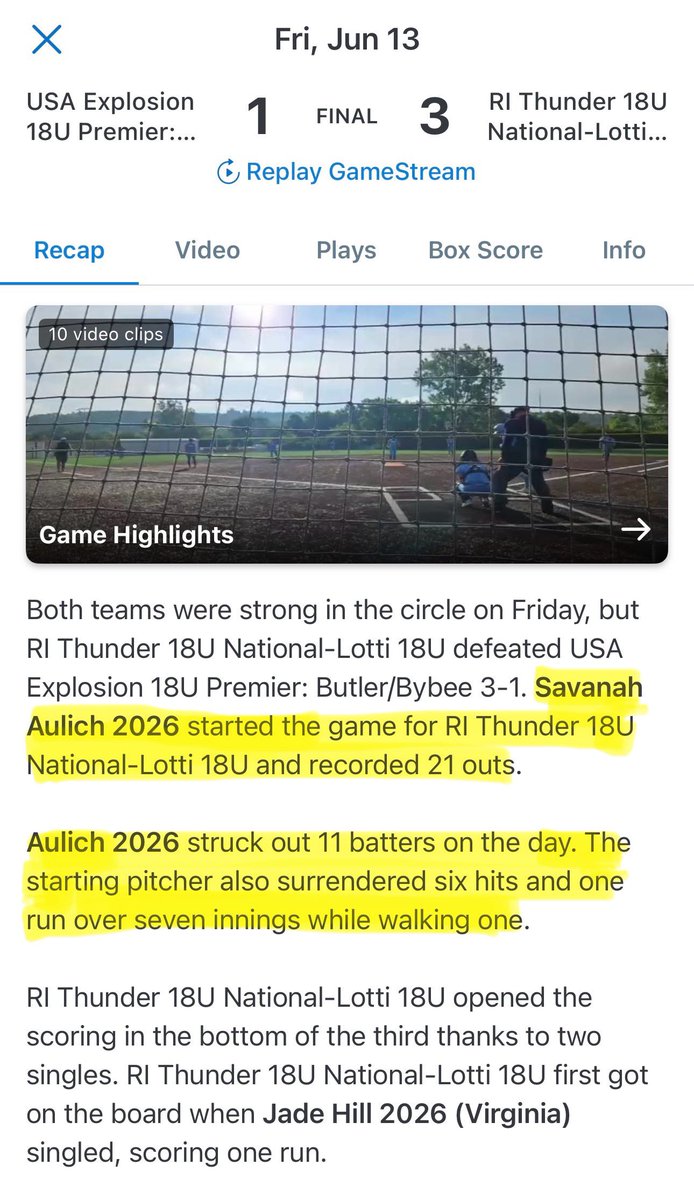 🥎 Friday the 13th: Pitched a 7 inning complete game this morning and got 11Ks.