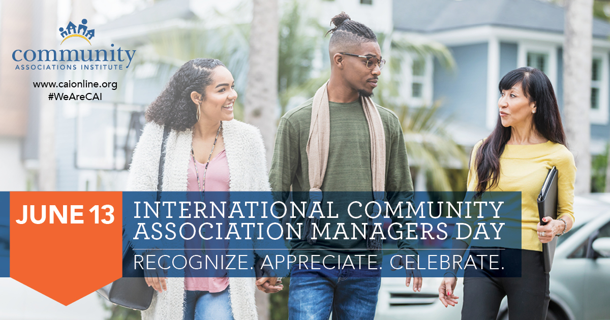 Happy International Community Association Managers Day!

Community association managers are the professional backbone of the communities they serve, providing the skills and expertise essential to successful operations  and governance. Thank you for all you do! #IntlCAMDay
