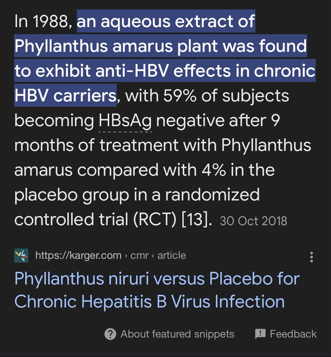 NY_amankwaa's tweet image. Chronic Hepatitis B&amp;amp;C cannot stand this

🍀Return your hep B&amp;amp;C to NEGATIVE in 1-9 months. This is phyllanthus amarus /fraternus (twi: abomaguwakyi, Yoruba: dobisowo, Igbo: ngwu), the last plant to wipe your tears.  Check this research done in 1988👇