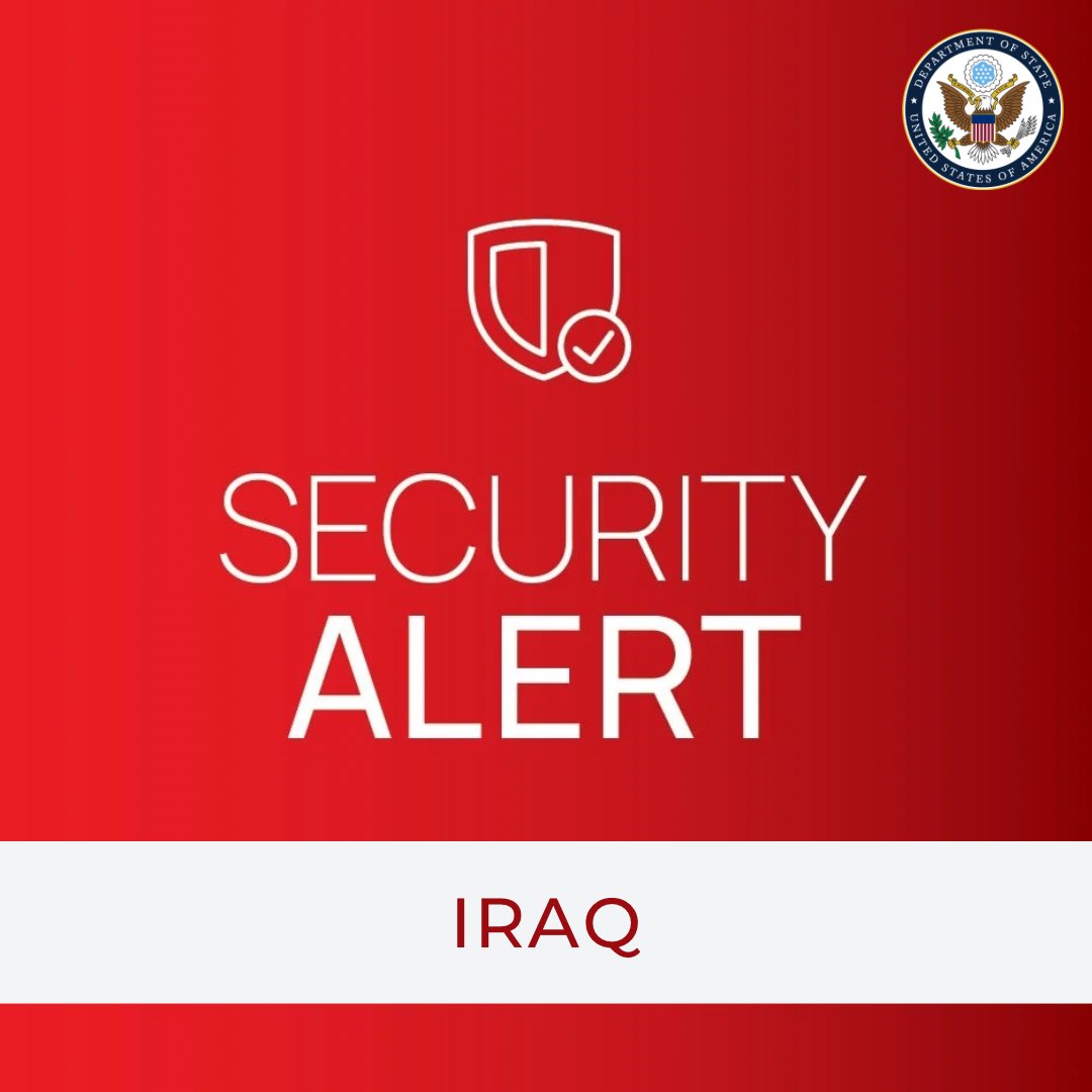 Iraq: Due to regional events, there are indications there may be missiles, drones, or rockets flying over Iraqi airspace. In the event of such an incident seek overhead cover and shelter in place. Do not expose yourself to falling debris.
As of Friday, June 13, the Iraqi Ministry