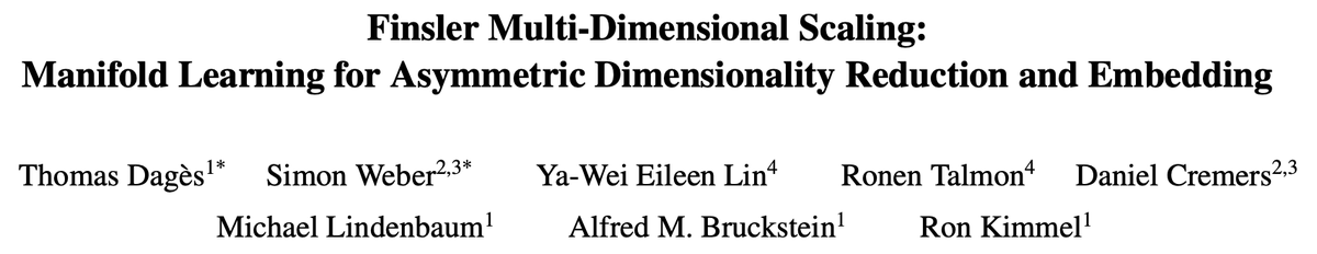 Looking forward to presenting our paper "Finsler multi-dimensional scaling" at #CVPR2025 on Sunday 10:30am, Poster 462! 
We investigate a largely uncharted research direction in computer vision, aka Finsler manifolds...