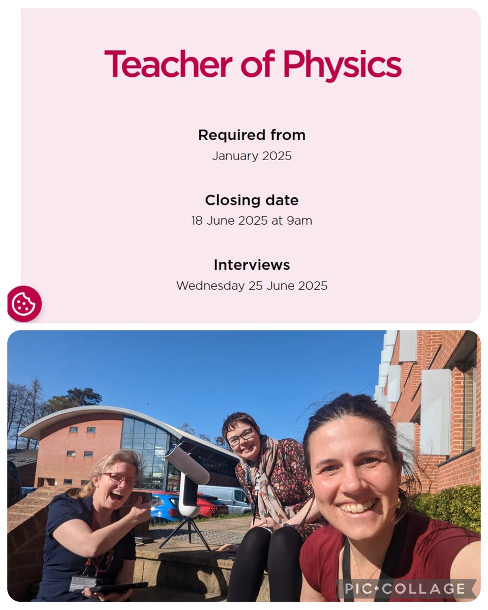 SHSK Physics (@shskphysics) on Twitter photo Want to come and join our fabulous department?
Highly collaborative, exceptional facilities, inspiring students, outstanding results, fully resourced curriculum, delicious school lunches…
Application deadline Weds 18th.
tinyurl.com/4zfbcaud
<a href="/ChatPhysics/">Chat Physics</a> <a href="/IOPTeaching/">IOP support for teaching physics</a> Want to come and join our fabulous department?
Highly collaborative, exceptional facilities, inspiring students, outstanding results, fully resourced curriculum, delicious school lunches…
Application deadline Weds 18th.
tinyurl.com/4zfbcaud
<a href="/ChatPhysics/">Chat Physics</a> <a href="/IOPTeaching/">IOP support for teaching physics</a>