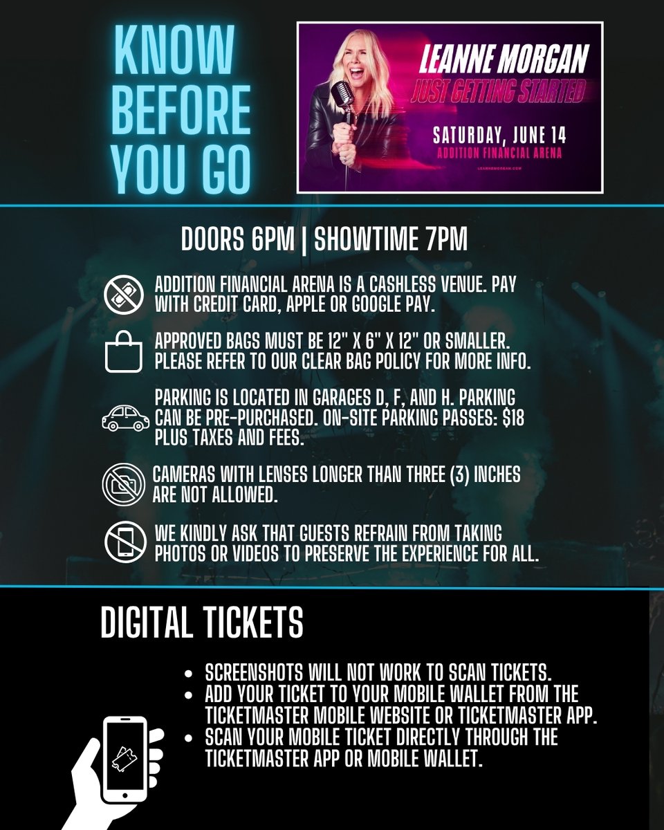 Addition Financial Arena (@additionfiarena) on Twitter photo Attending Leanne Morgan's "Just Getting Started" Tour tomorrow, here's everything you need to know! Attending Leanne Morgan's "Just Getting Started" Tour tomorrow, here's everything you need to know!