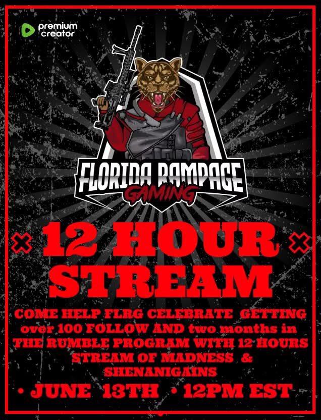 Florida Rampage Gaming (@863flrg) on Twitter photo It’s time for the 12 hour stream start time noon est let’s have some fun FLRG on rumble <a href="/GamingOnRumble/">Gaming on Rumble 🏴☠️</a> <a href="/MasteringRumble/">Mastering Rumble</a> <a href="/rumblevideo/">Rumble 🏴☠️</a>
Games
Call of duty
Minecraft
Fortnite
Hogwarts Legacy
And more It’s time for the 12 hour stream start time noon est let’s have some fun FLRG on rumble <a href="/GamingOnRumble/">Gaming on Rumble 🏴☠️</a> <a href="/MasteringRumble/">Mastering Rumble</a> <a href="/rumblevideo/">Rumble 🏴☠️</a>
Games
Call of duty
Minecraft
Fortnite
Hogwarts Legacy
And more