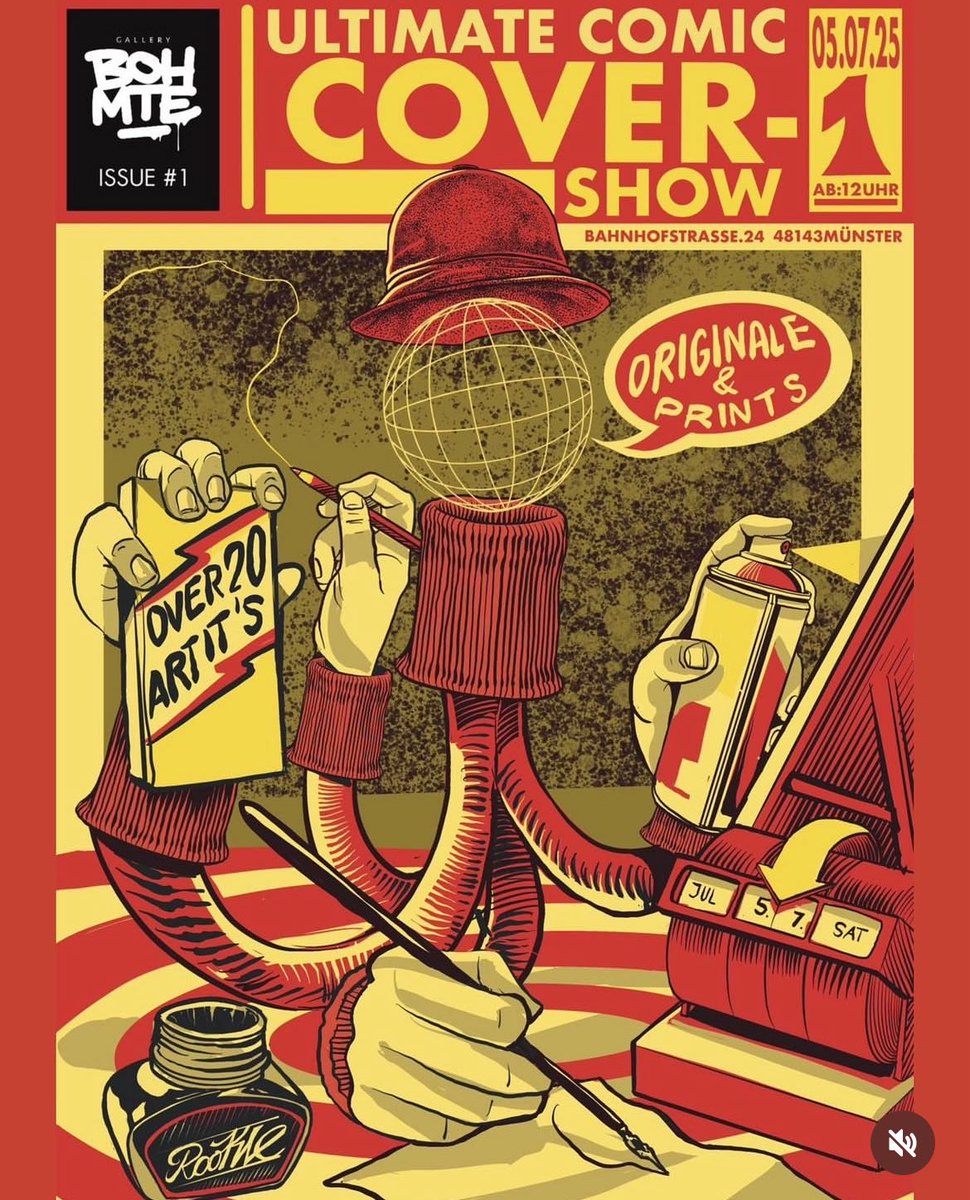 Excited to be part of DIE ULTIMATE COMIC-COVER SHOW - “BOHMTE ISSUE 1” at @bohmtegallery Germany.
Opening this July 5th!Honored to showcase alongside an amazing lineup of international artists.
If u’re around, drop by the gallery.
Originals artworks and limited prints available!